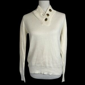 Tommy John Womens Henley Sweater Sz S Lounge Coconut Milk Preppy Cozy Ivy League